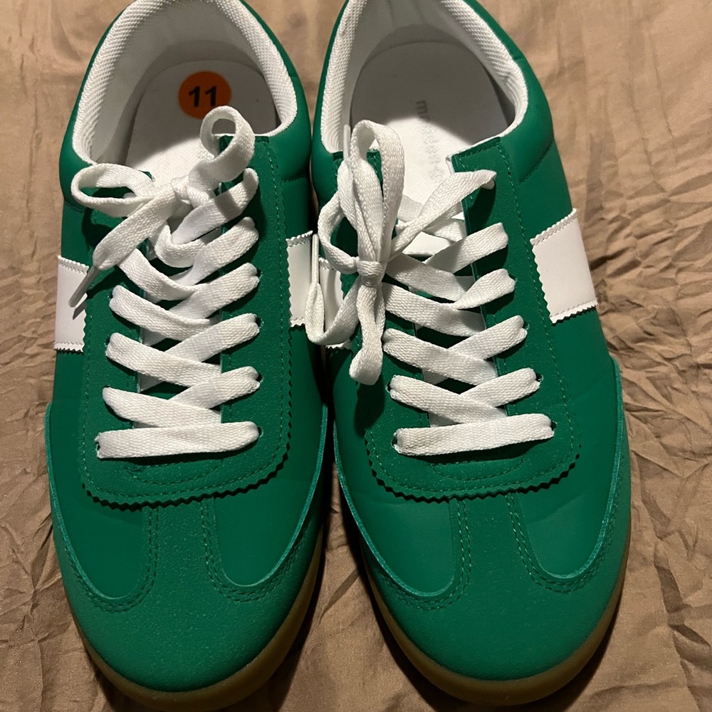 Madden Girl Green and White Sneakers